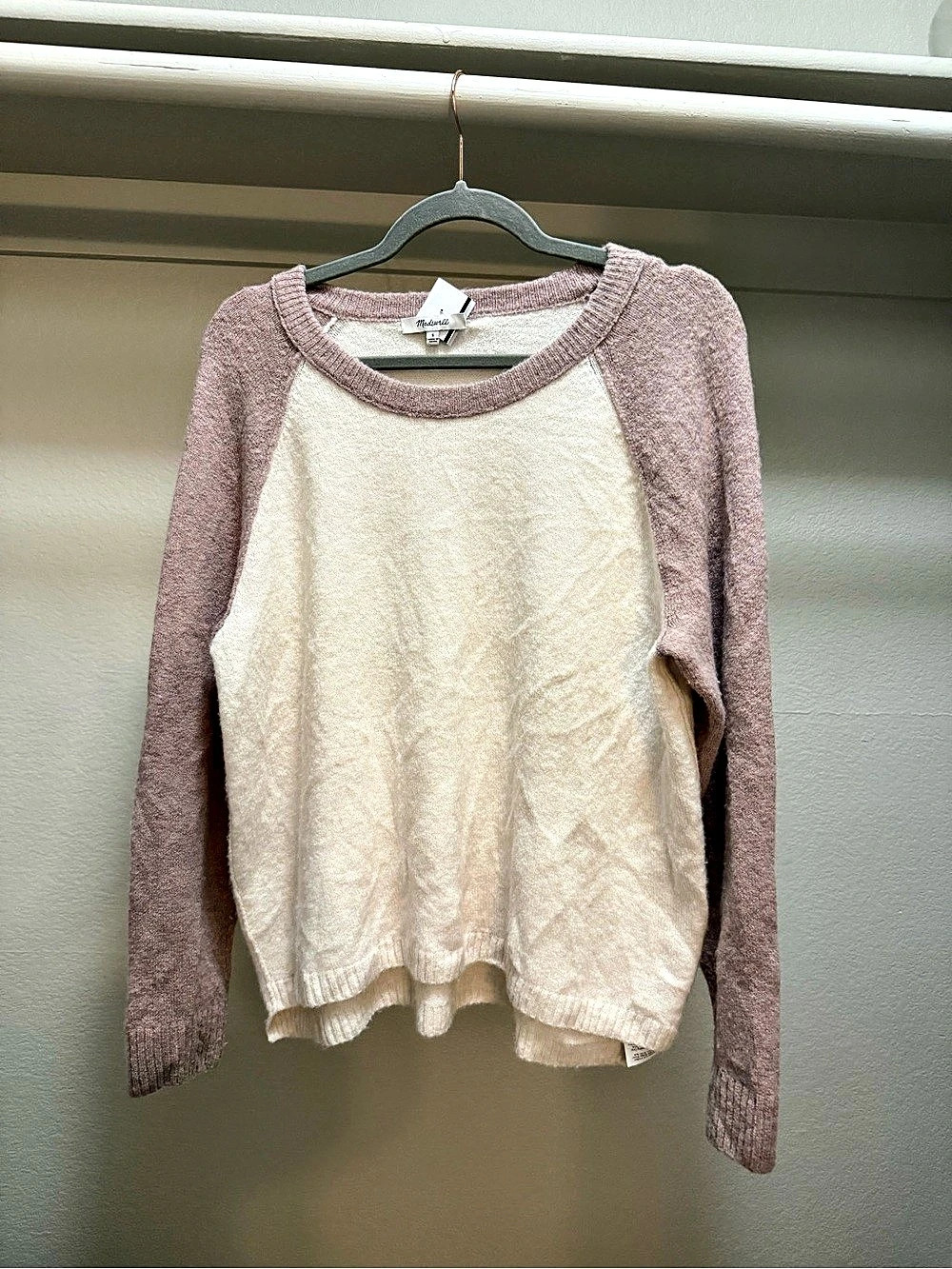 Madewell Raglan-Sleeve Sweater in Colorblock Merino Wool Colorblock Merino Wool